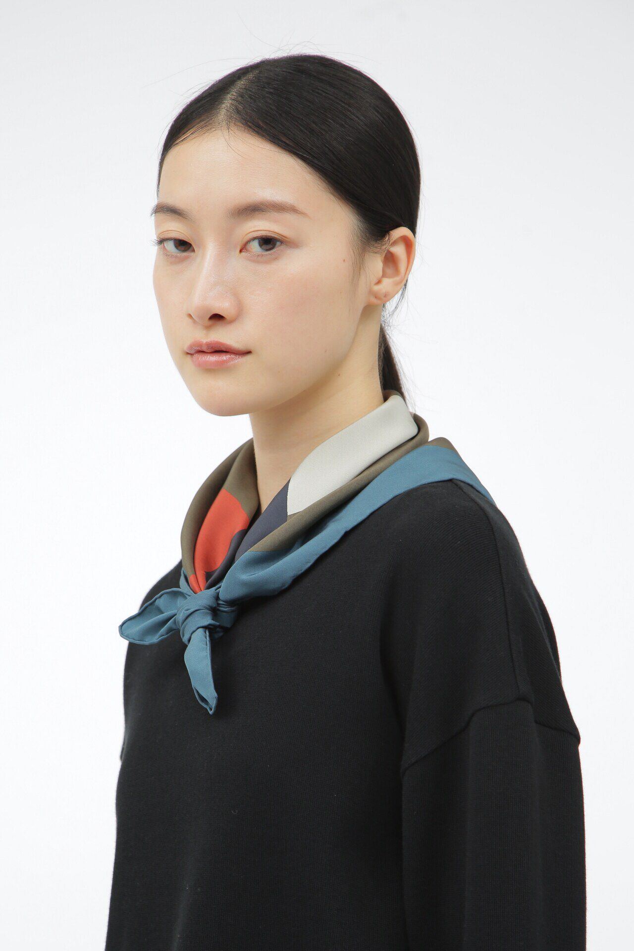  「SILK COLLAGE PRINT SCARF」|バンダナ・スカーフ|BLUE