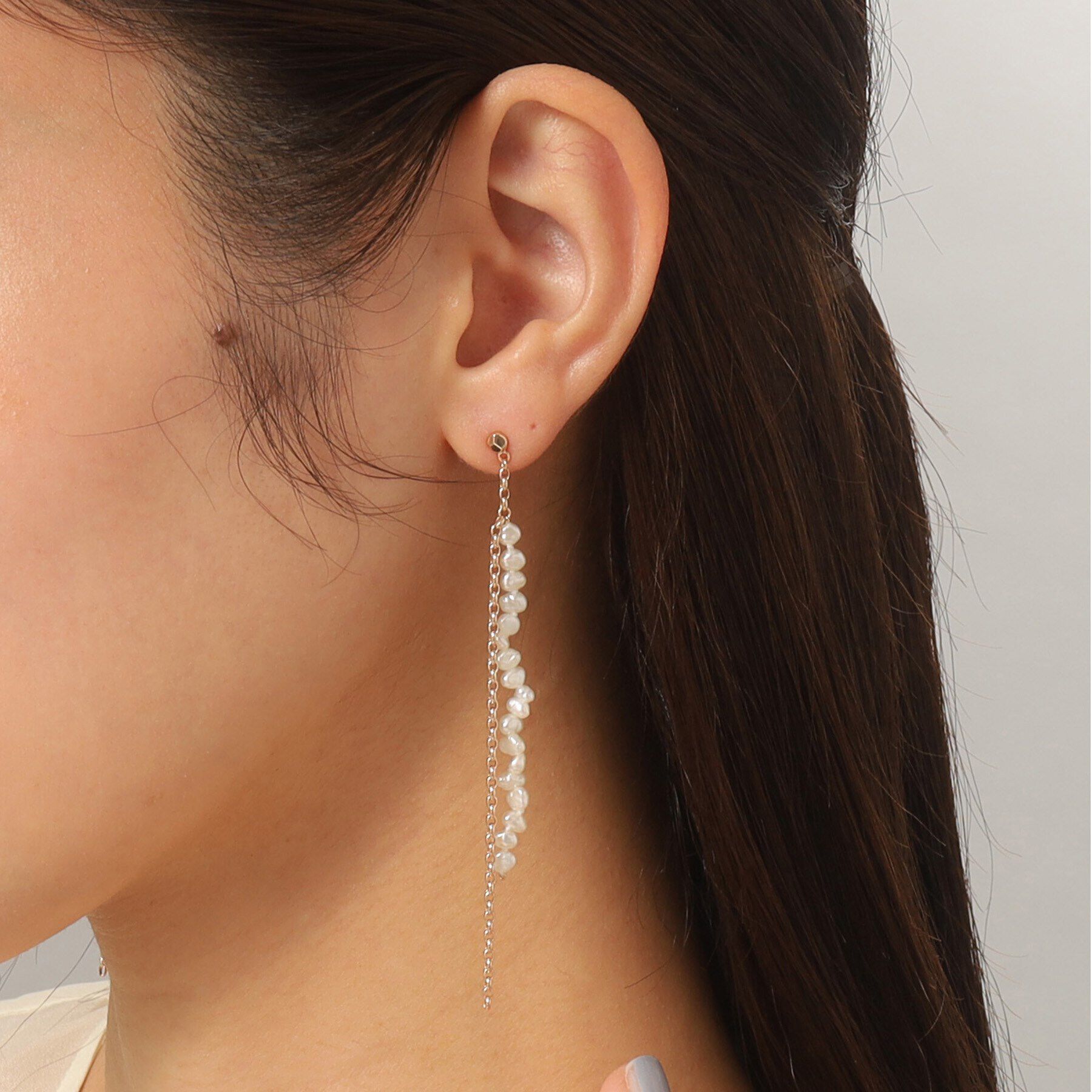 COCOSHNIK「K10バロックパールMVチェーン スタッドピアス」|ピアス|