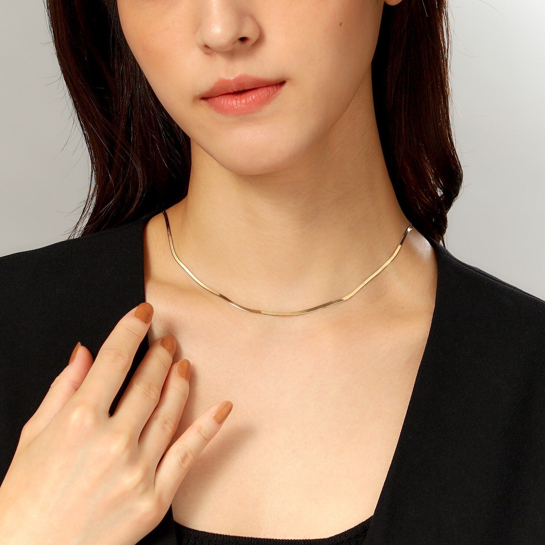 COCOSHNIK「K18フラットスネーク ネックレス細」|ネックレス|