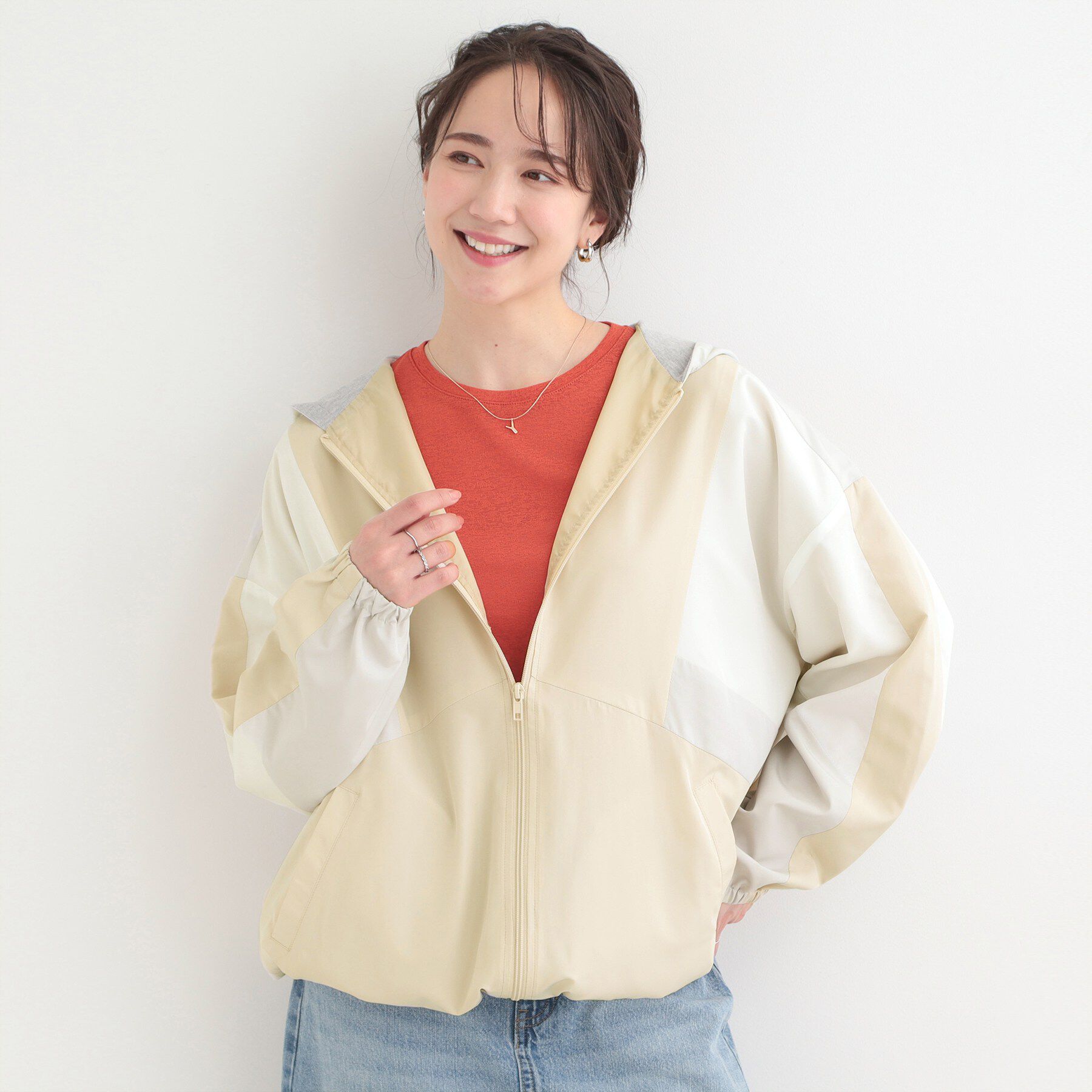 SHOO･LA･RUE「配色フードブルゾン」|ブルゾン・スタジャン|