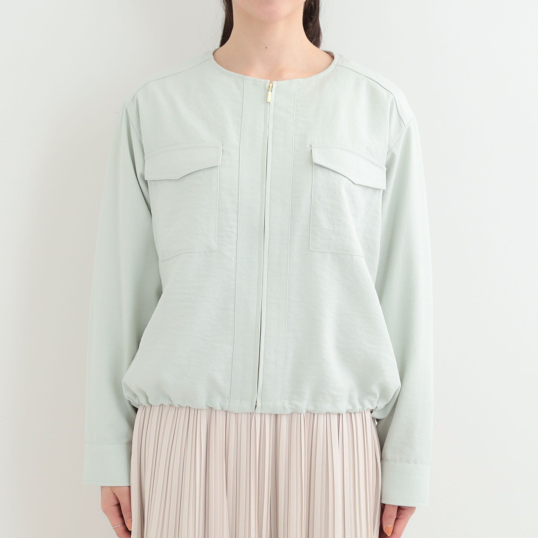 SHOO･LA･RUE「【S-LL】デイリーにも、通勤にも。フラップポケットノーカラーブルゾン」|ブルゾン・スタジャン|