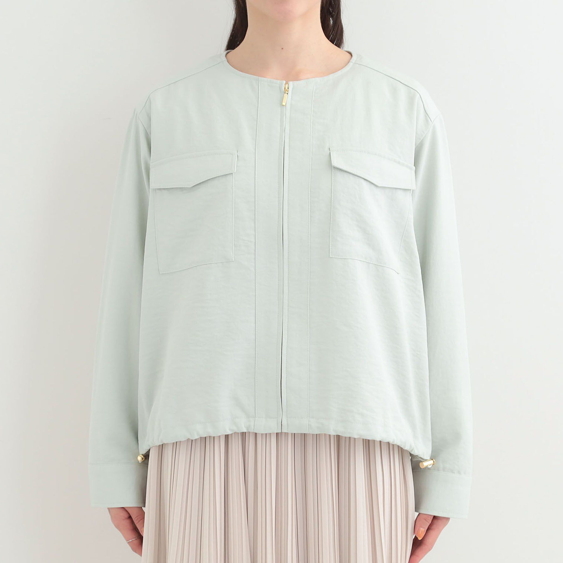 SHOO･LA･RUE「【S-LL】デイリーにも、通勤にも。フラップポケットノーカラーブルゾン」|ブルゾン・スタジャン|