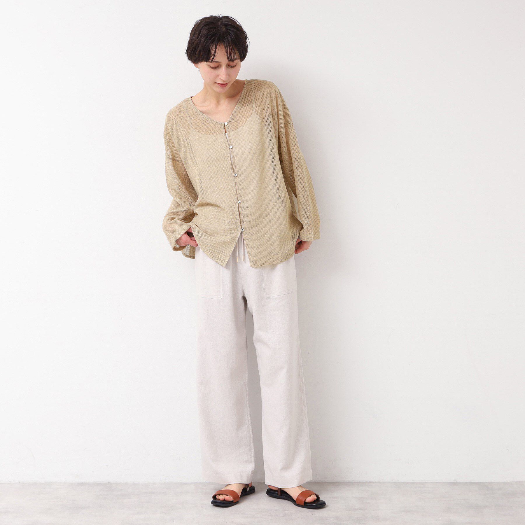 Dessin「【前後2WAY・洗える】ラメ入りオーバーサイズメッシュブラウス」|シャツ・ブラウス|