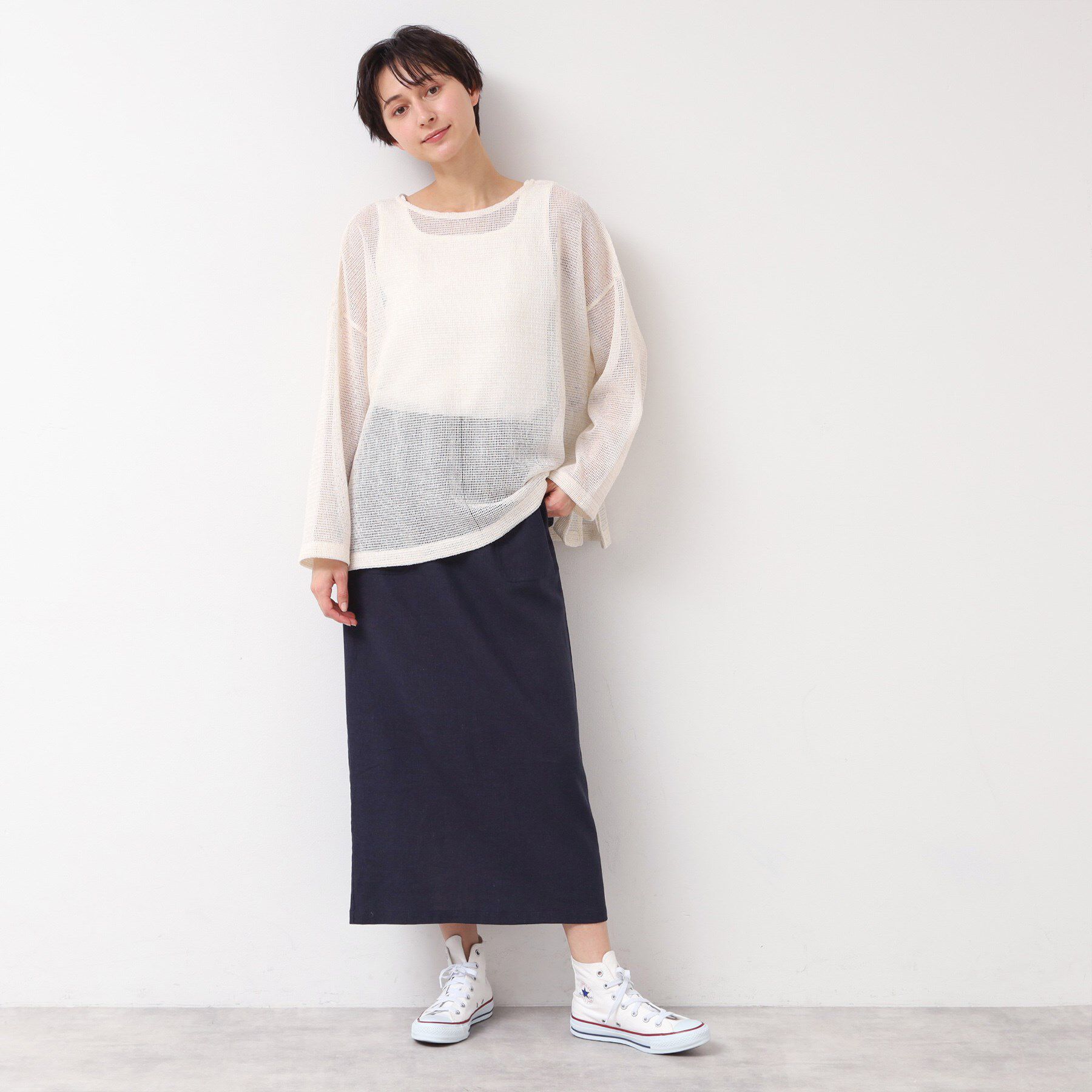 Dessin「【前後2WAY・洗える】ラメ入りオーバーサイズメッシュブラウス」|シャツ・ブラウス|