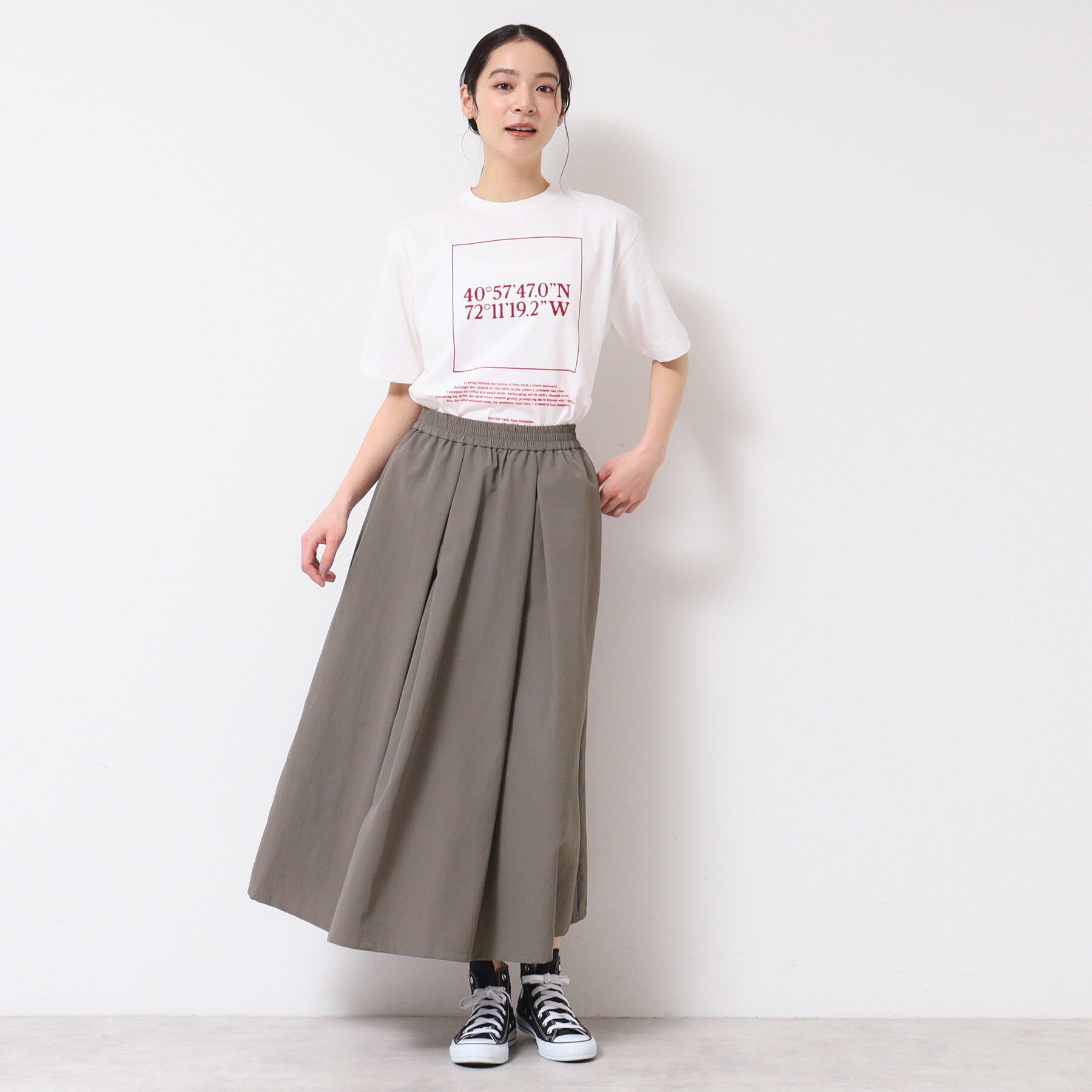 Dessin「【ウエストゴム・洗える】ナイロンフレアスカート」|スカート|