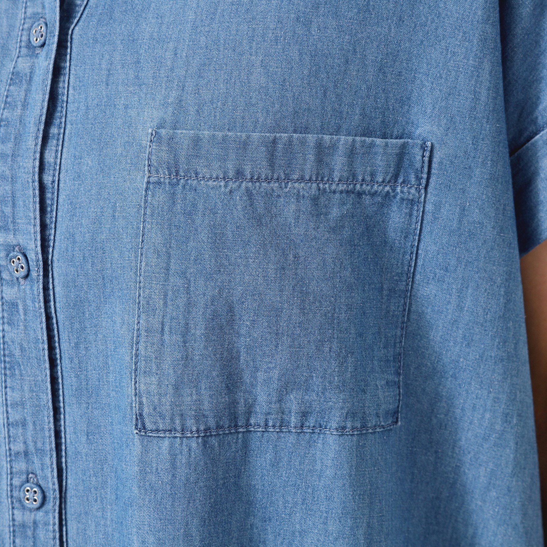 Dessin「【洗える】リネンブレンドデニム調シャツワンピース（S～L）」|ワンピース|