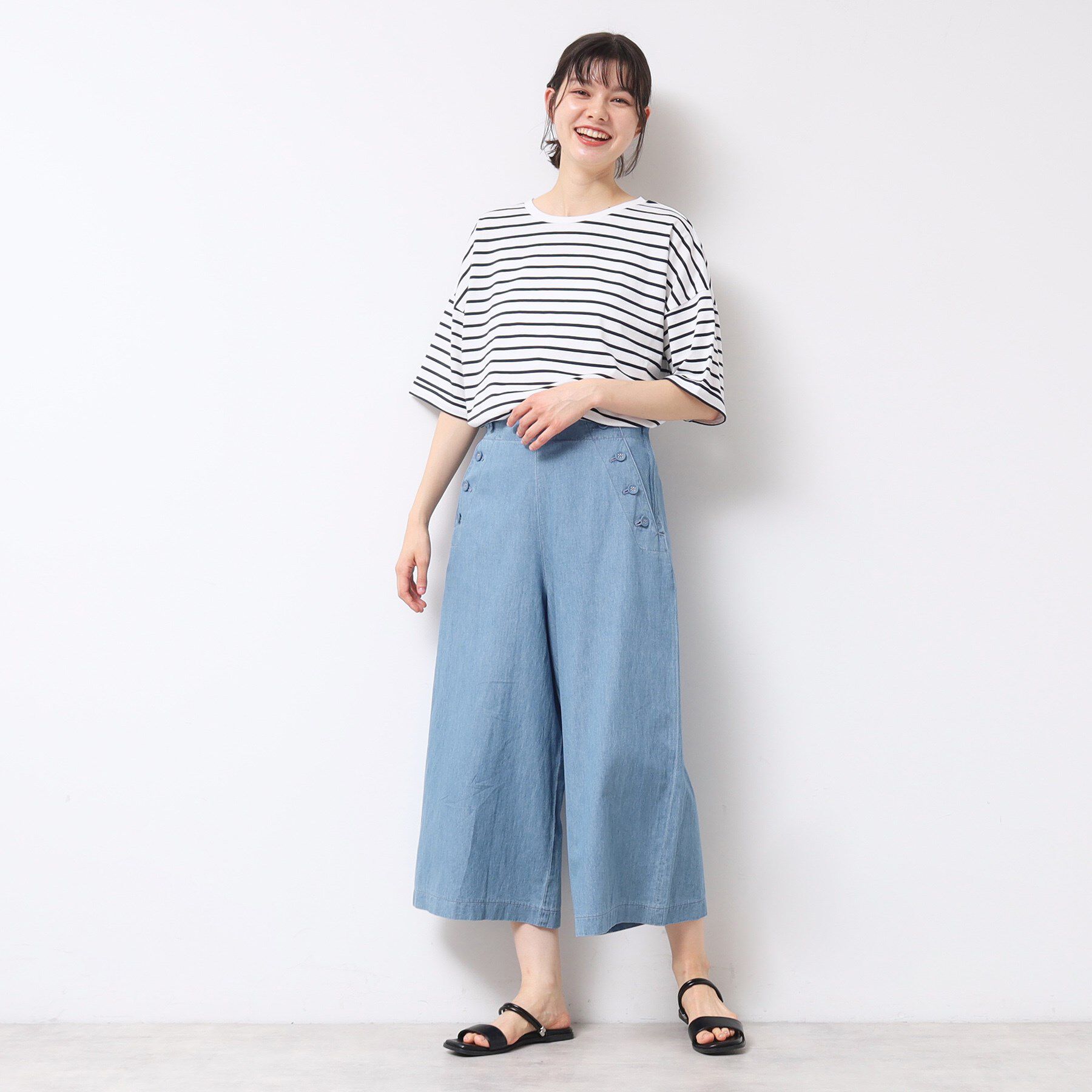 Dessin「【洗える・4サイズ展開】リネンブレンドクロップド丈マリンパンツ」|その他|