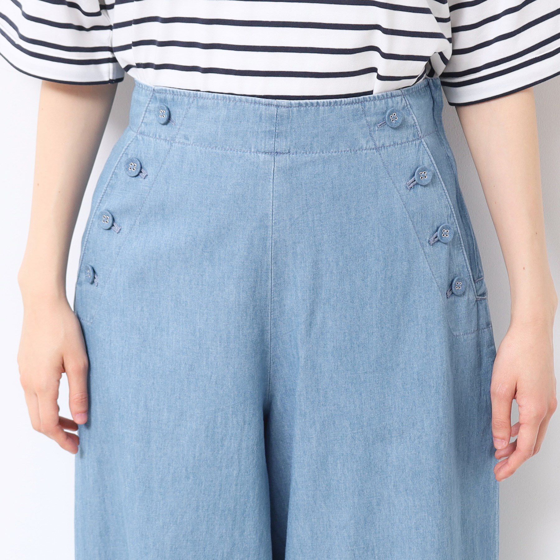 Dessin「【洗える・4サイズ展開】リネンブレンドクロップド丈マリンパンツ」|その他|