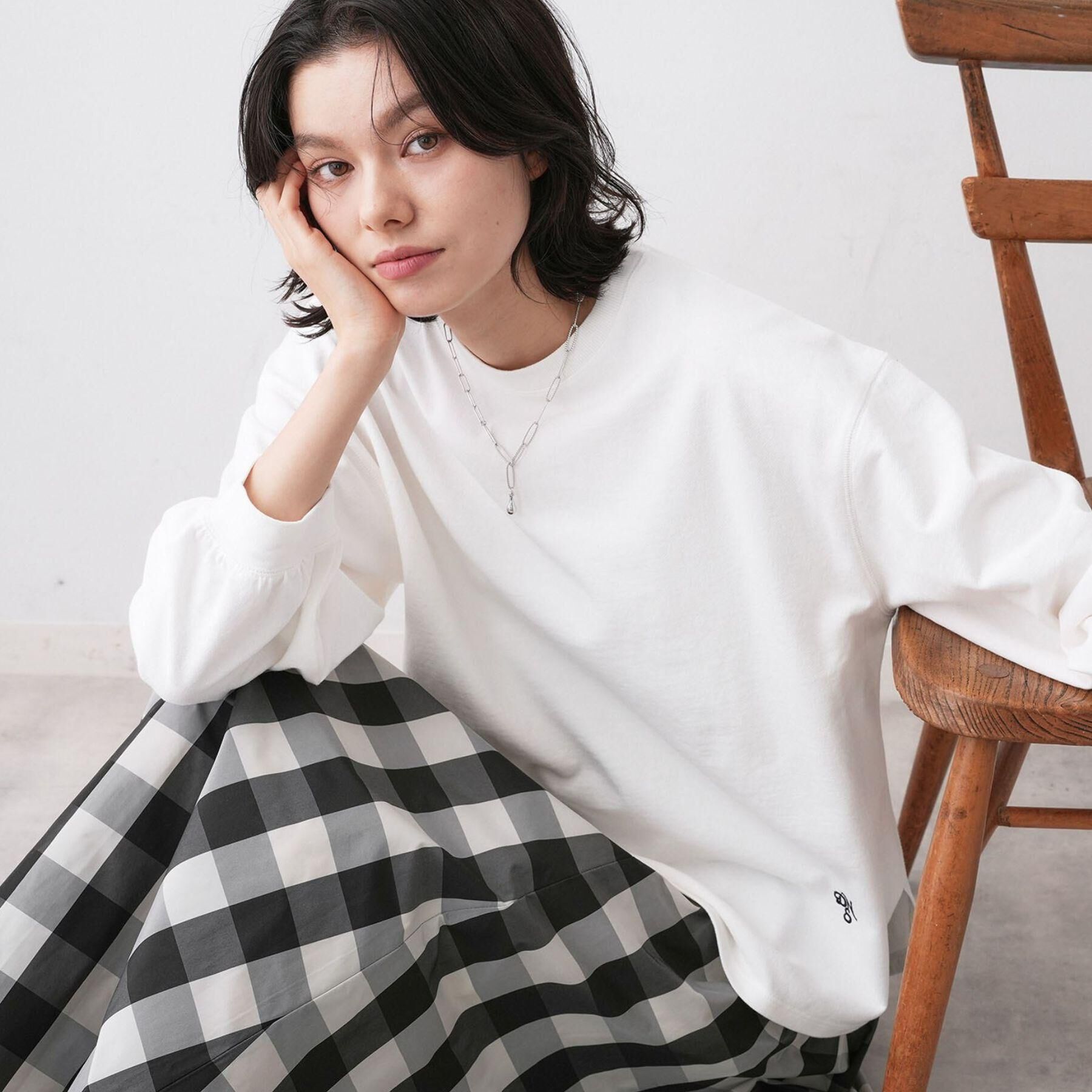 Dessin「【360度可愛い・洗える】バックヘンリーカットソー」|Tシャツ・カットソー|ホワイト(002)