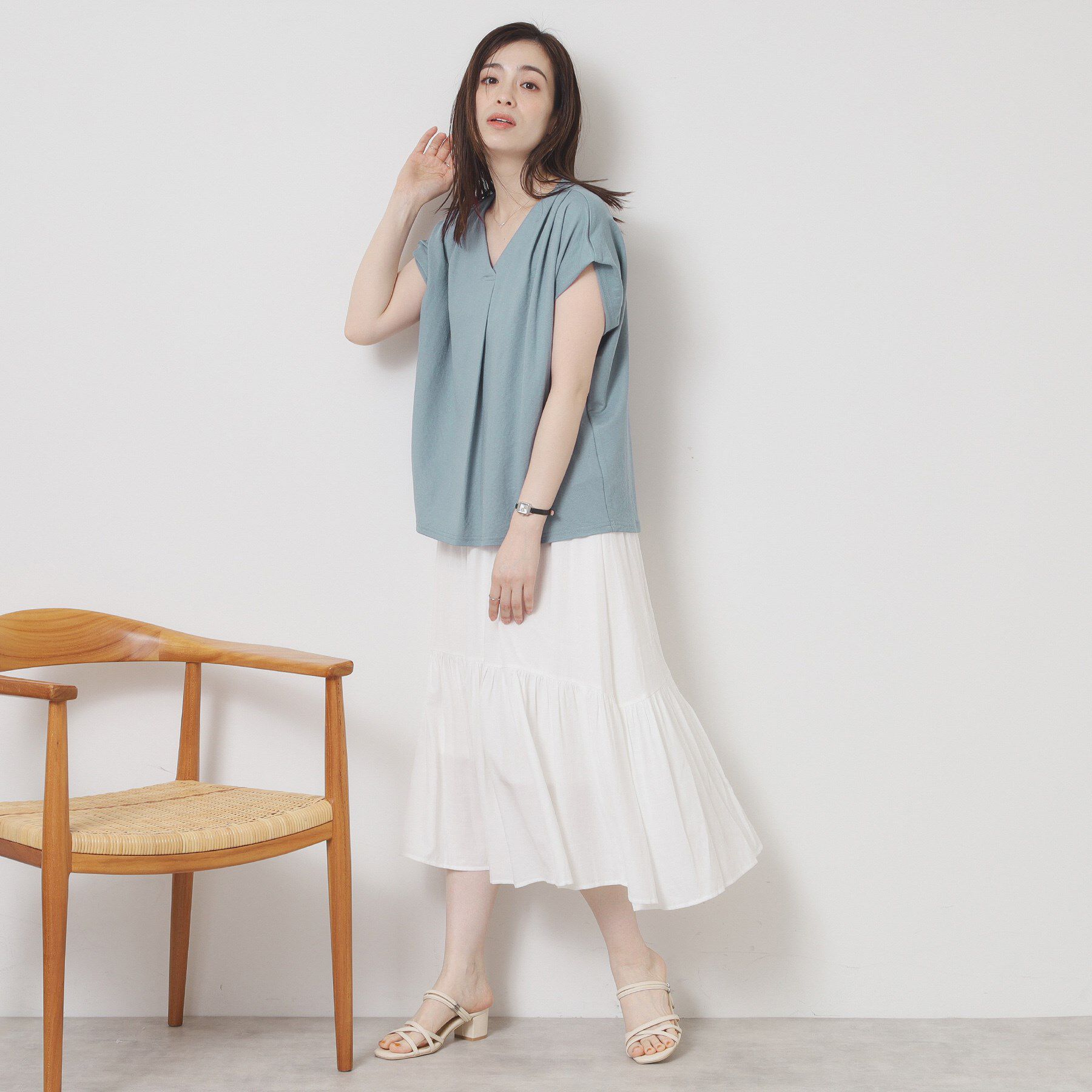 ITS&rsquo;DEMO「【接触冷感／手洗い可】カノコスキッパーブラウス」|シャツ・ブラウス|