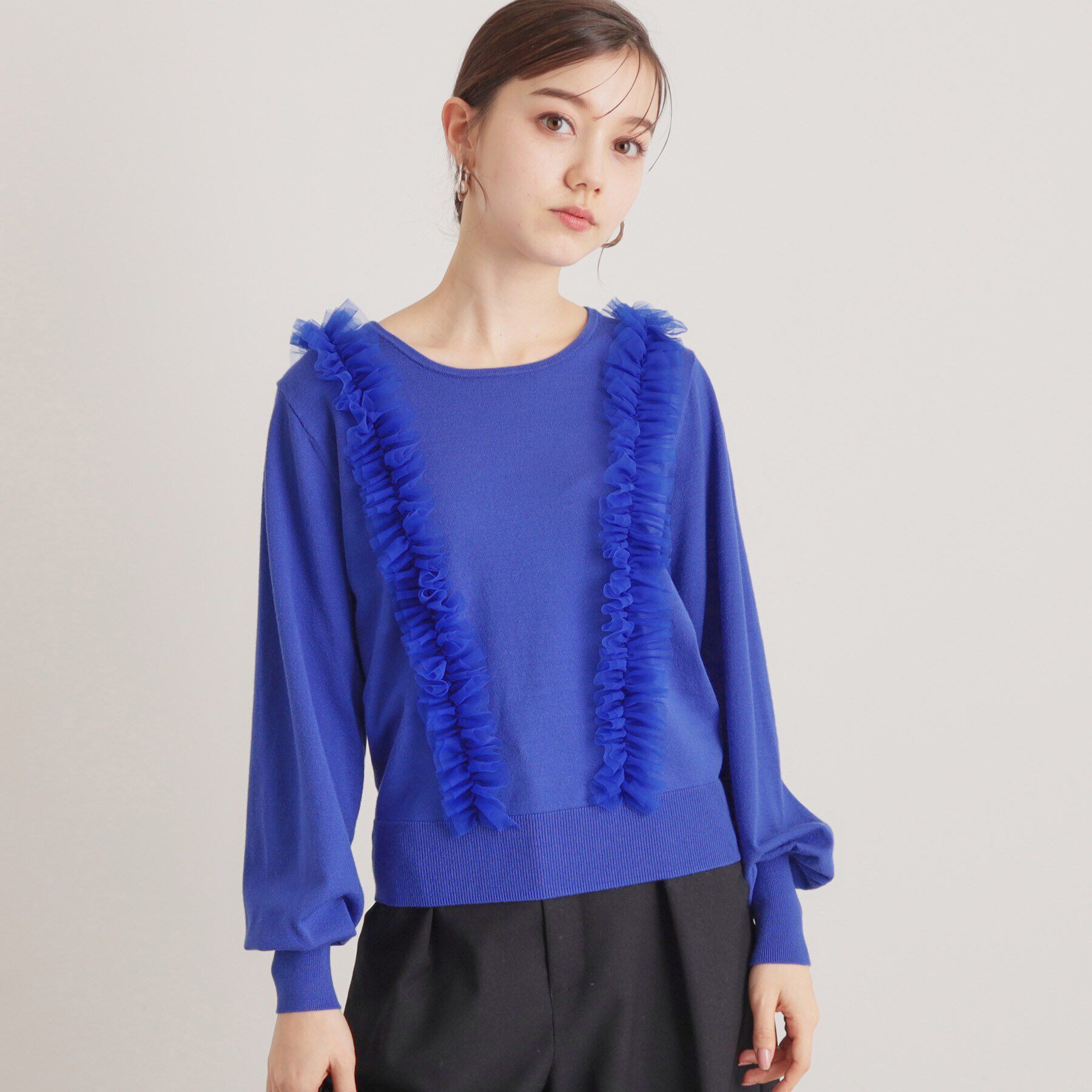 SunaUna「【トレンド/大人フェミニン】前後チュールニット」|ニット・セーター|