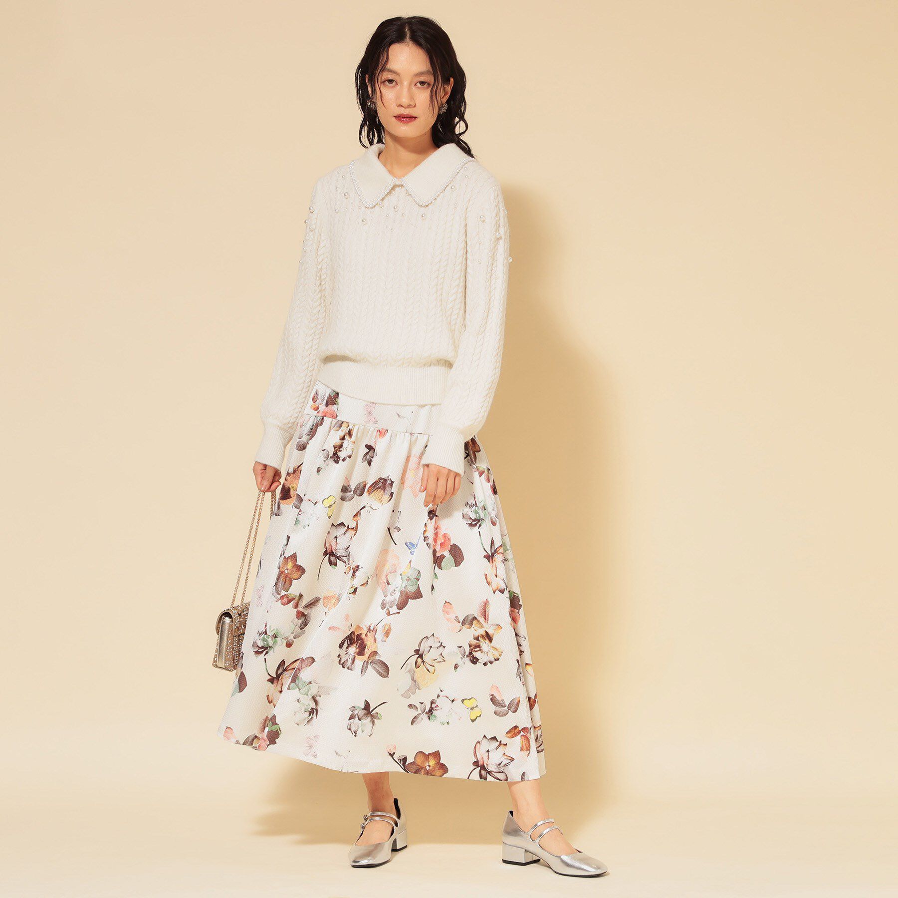 SunaUna「【COLLECTION LINE】衿付きパール調ニット」|ニット・セーター|