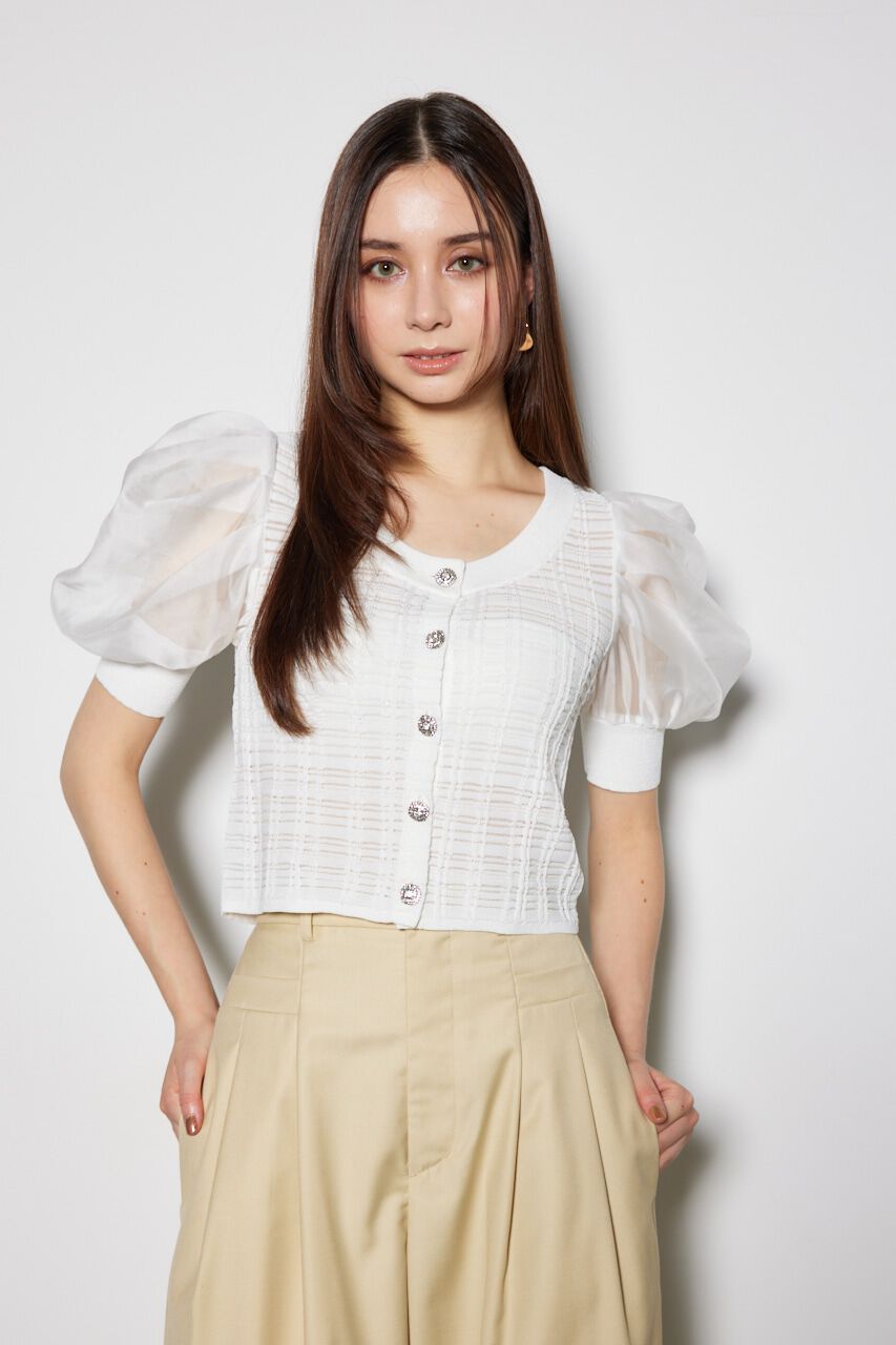 rienda「2WAYシアーラメニットカーデ」|カーディガン|WHT