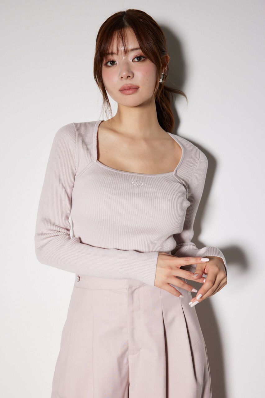 rienda「ボレロネックウォッシャブル ニットトップス」|ニット・セーター|