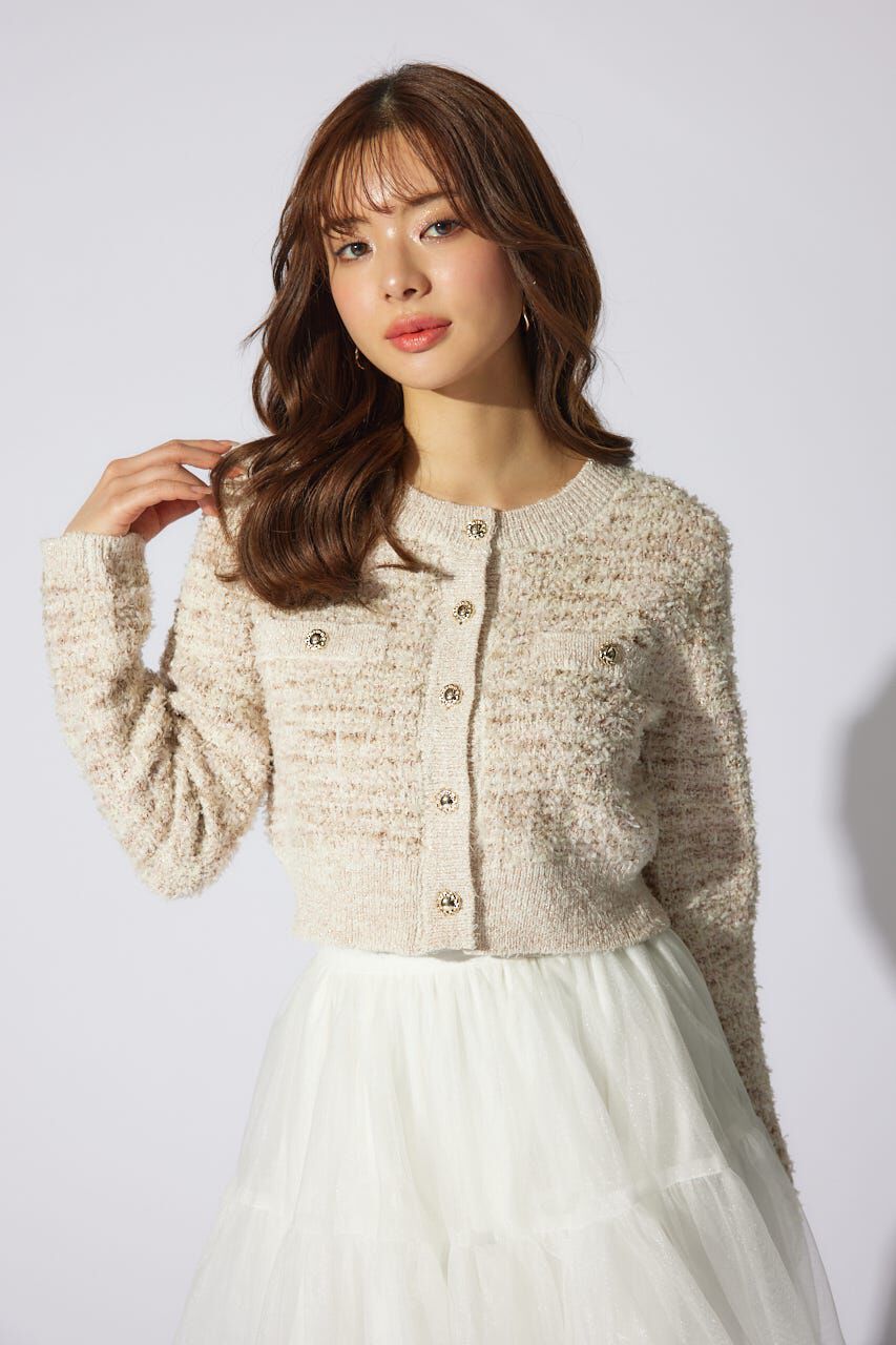 rienda「ツイードニットカーディガン」|カーディガン|