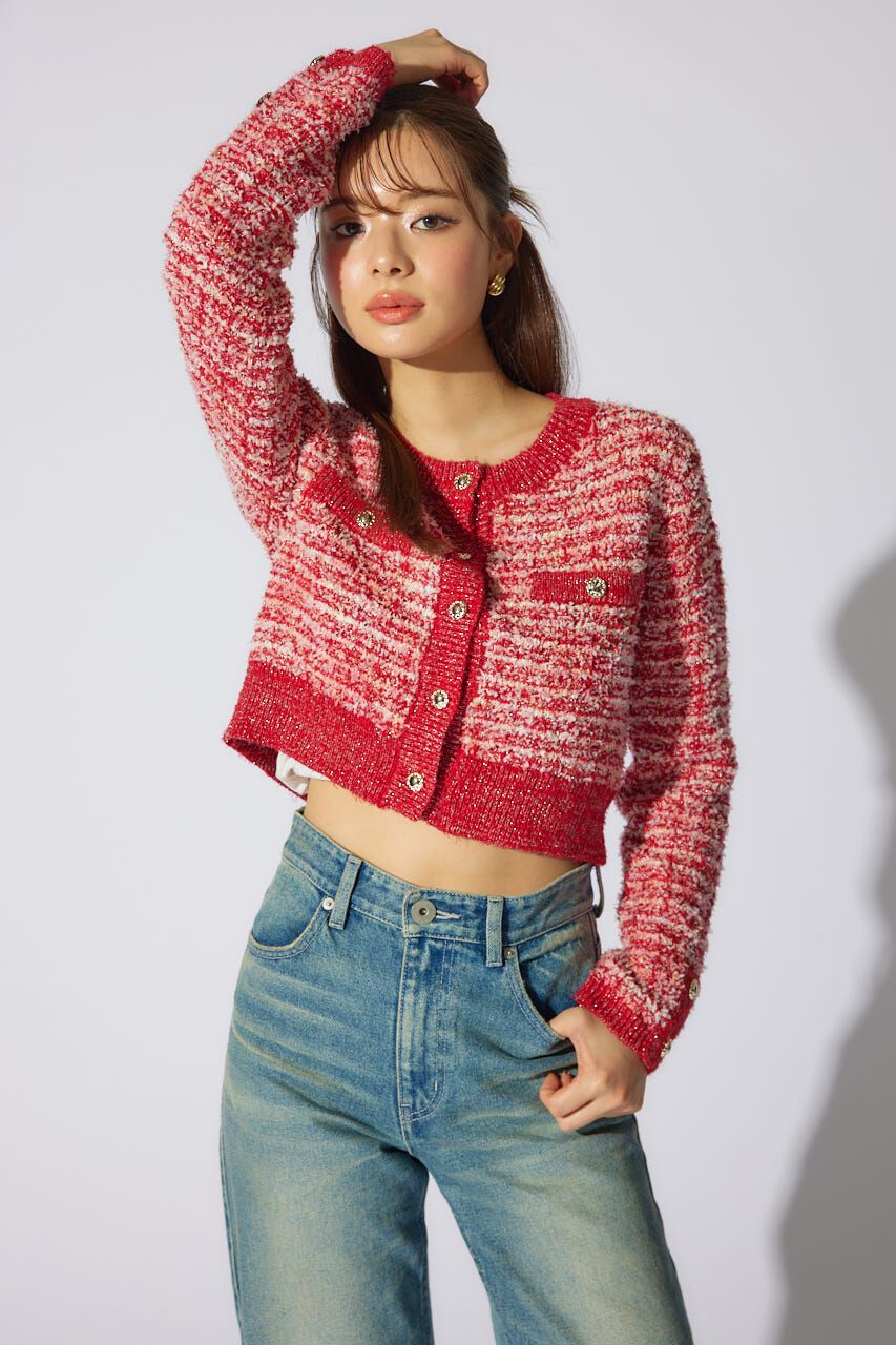 rienda「ツイードニットカーディガン」|カーディガン|