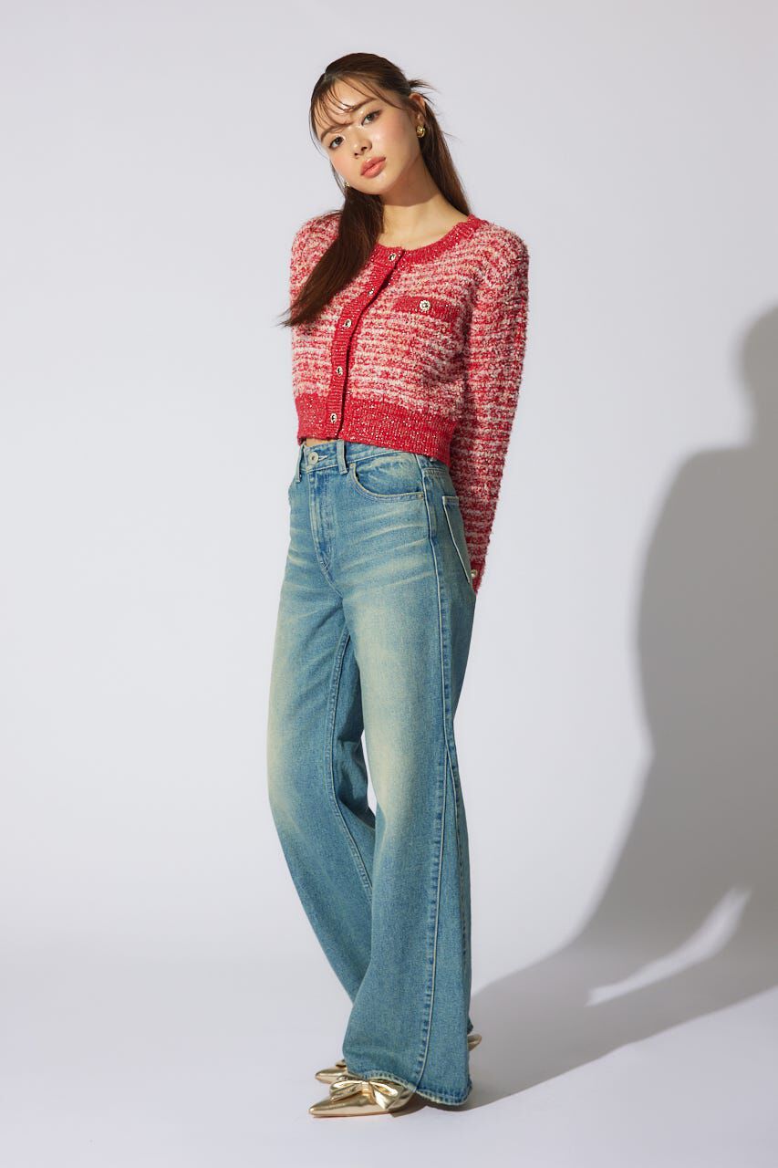 rienda「ツイードニットカーディガン」|カーディガン|