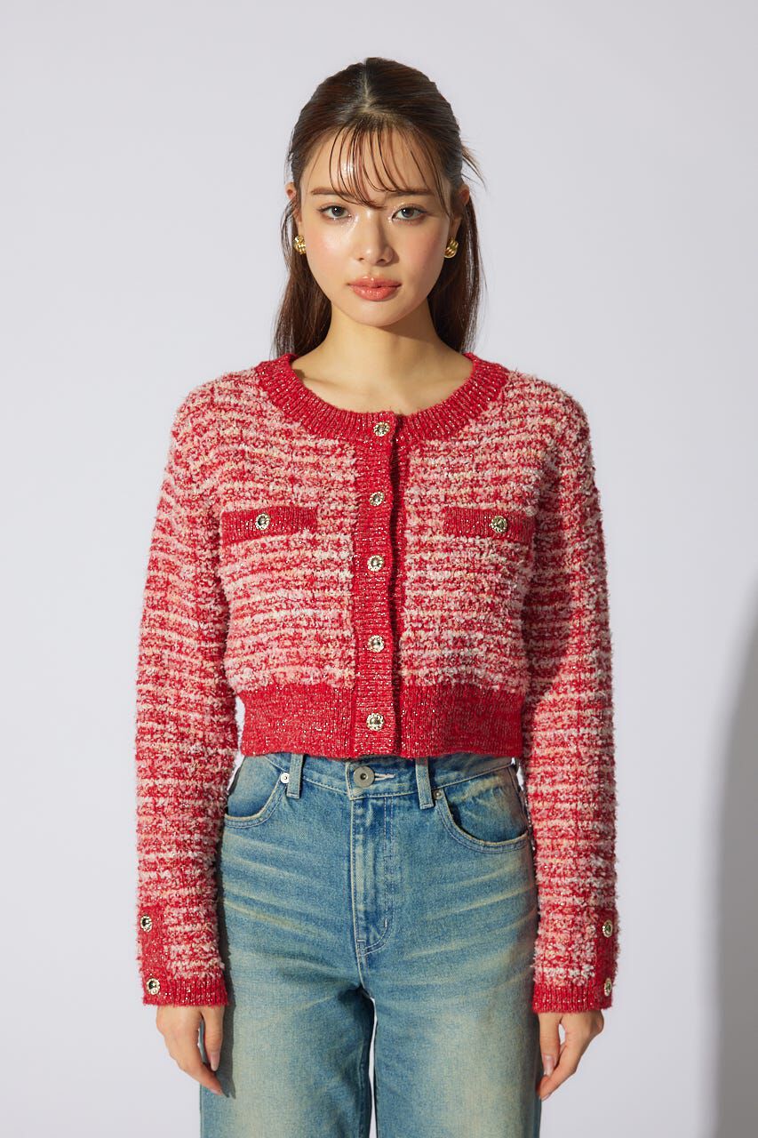 rienda「ツイードニットカーディガン」|カーディガン|