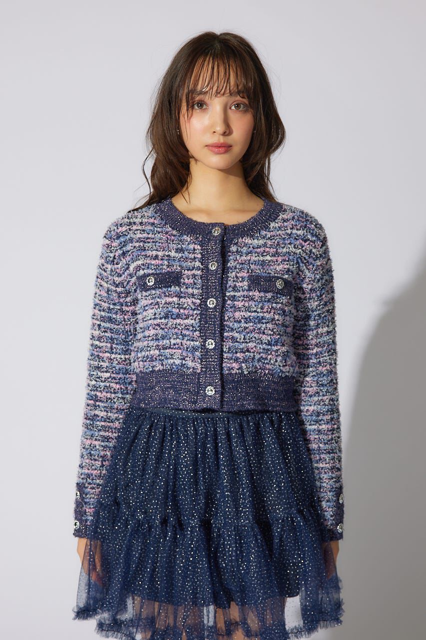 rienda「ツイードニットカーディガン」|カーディガン|