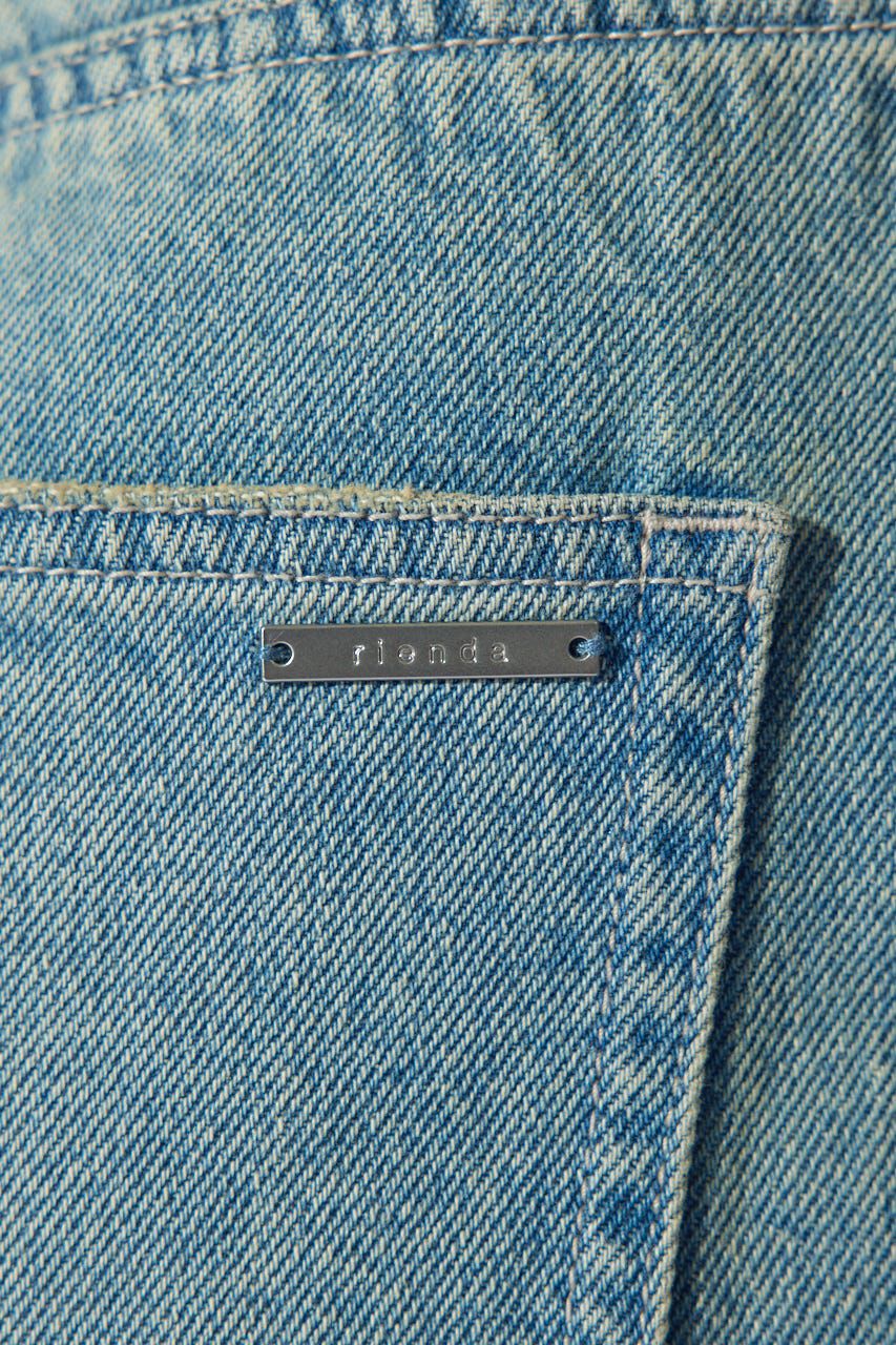 rienda「クラッシュワイドジャストウエストデニムパンツ」|デニム|