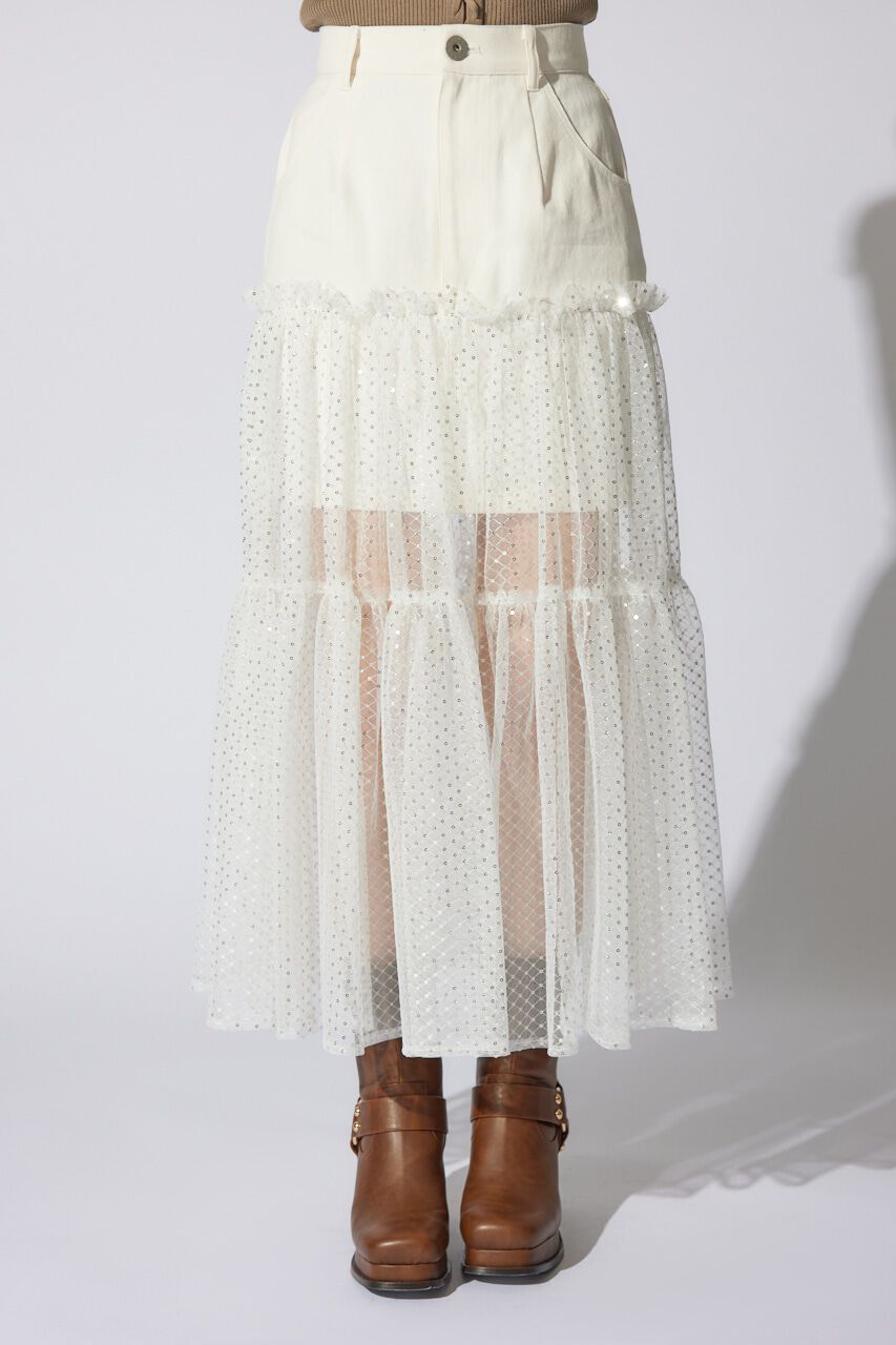 rienda「シアーコンビフレアジャストウエストスカート」|スカート|