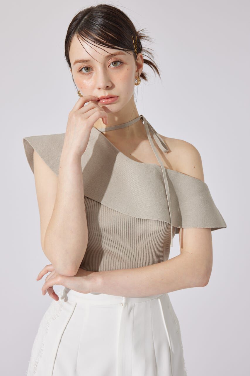 rienda「ワンショルダーニットトップス」|シャツ・ブラウス|