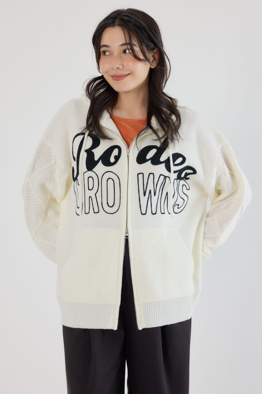 RODEO CROWNS「ロゴケーブルニットジップフーディー」|パーカー|O/WHT1