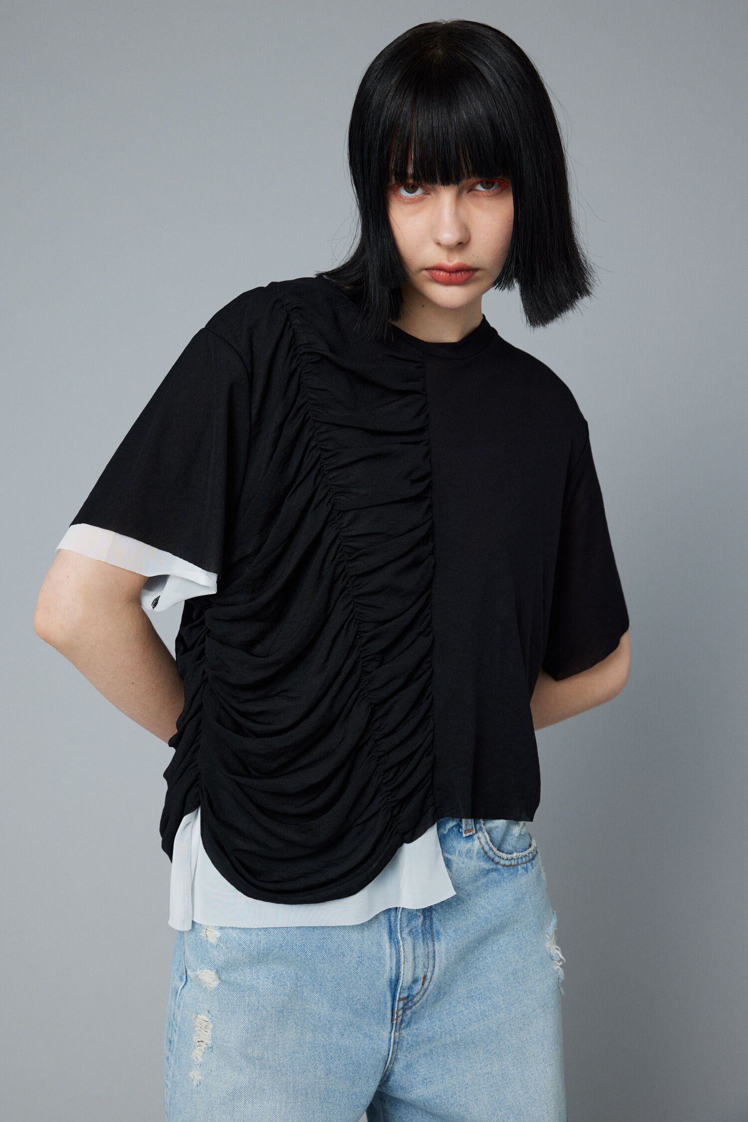HeRIN.CYE「Double hem tops」|Tシャツ・カットソー|BLK