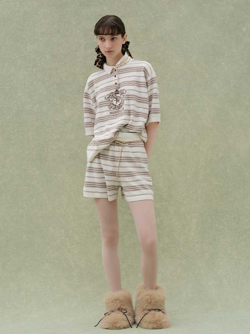 SNIDEL HOME「エンブレムニットポロシャツ」|ルームウェア|