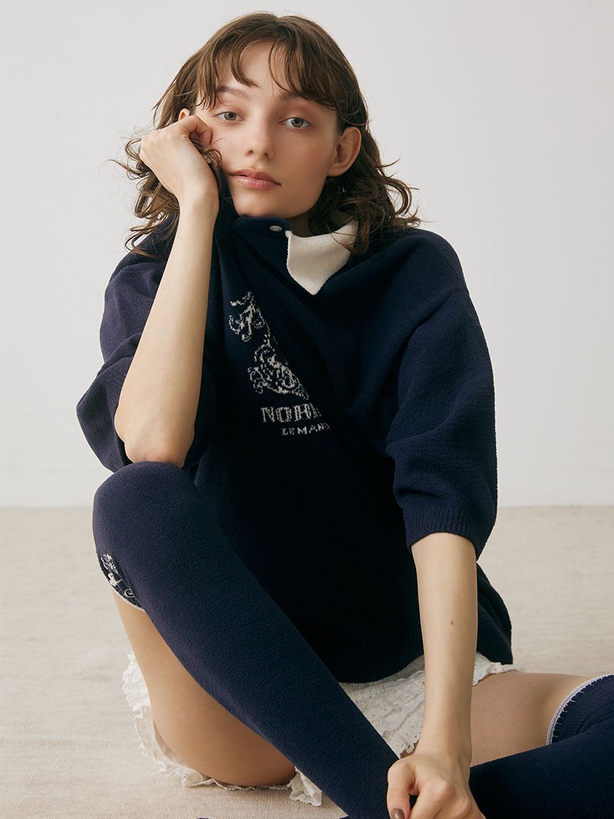 SNIDEL HOME「エンブレムニットポロシャツ」|ルームウェア|