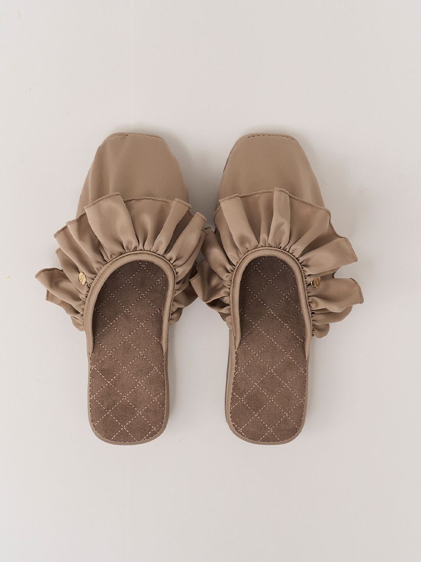 SNIDEL HOME「サテンフリルルームシューズ」|ルームシューズ|