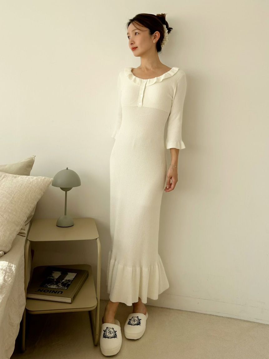 SNIDEL HOME「ニットフリルワンピース」|ルームウェア|