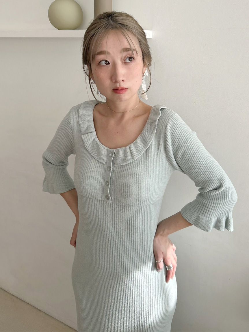 SNIDEL HOME「ニットフリルワンピース」|ルームウェア|