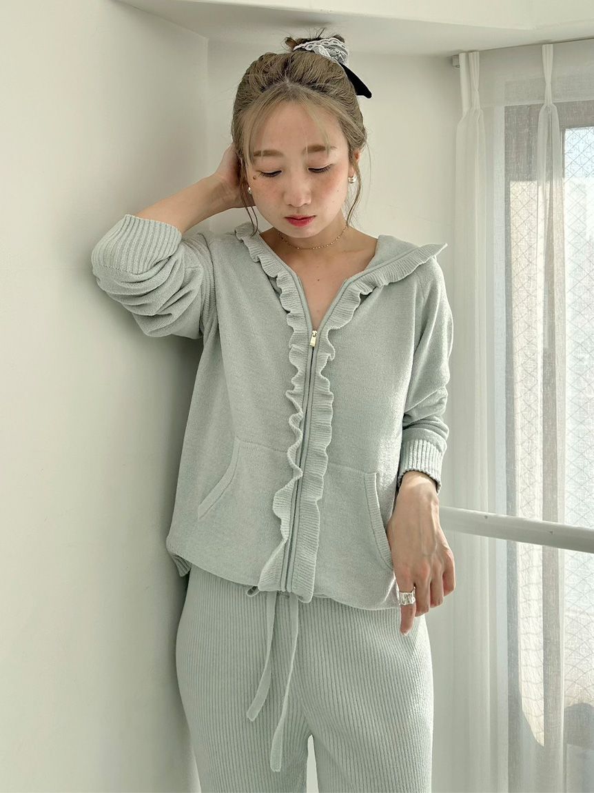 SNIDEL HOME「ニットフリルパーカー」|ルームウェア|MNT