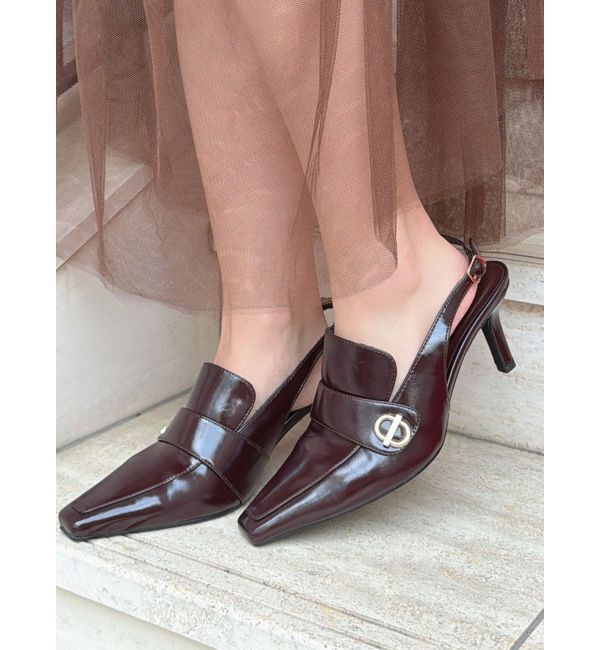 RESEXXY「ポインテッドトゥローファーミュール」|パンプス|ブラウン