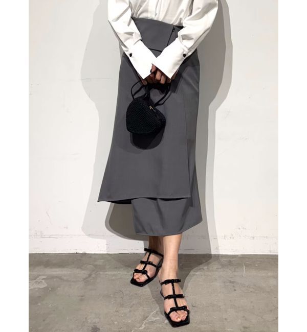 LAGUNAMOON「ウエストラペルアシンメトリースカート」|スカート|グレー