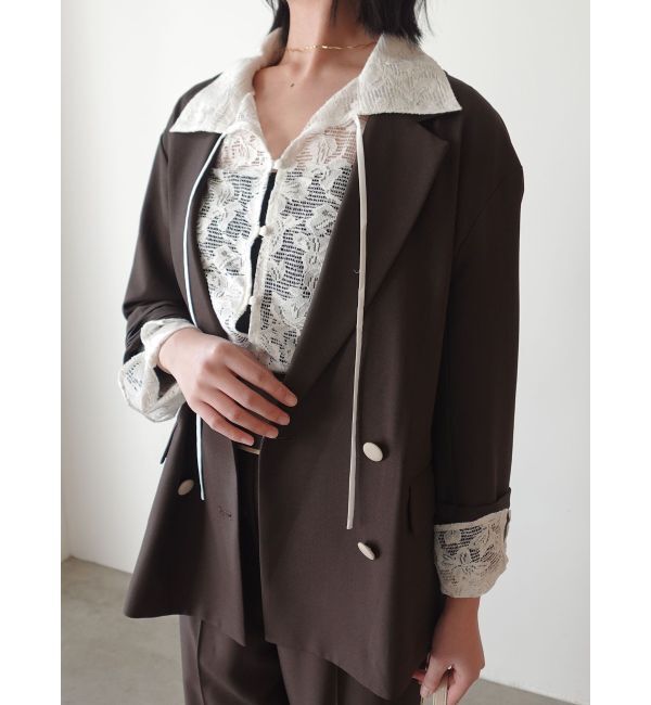 LAGUNAMOON「バイカラーボタンジャケット」|テーラードジャケット|