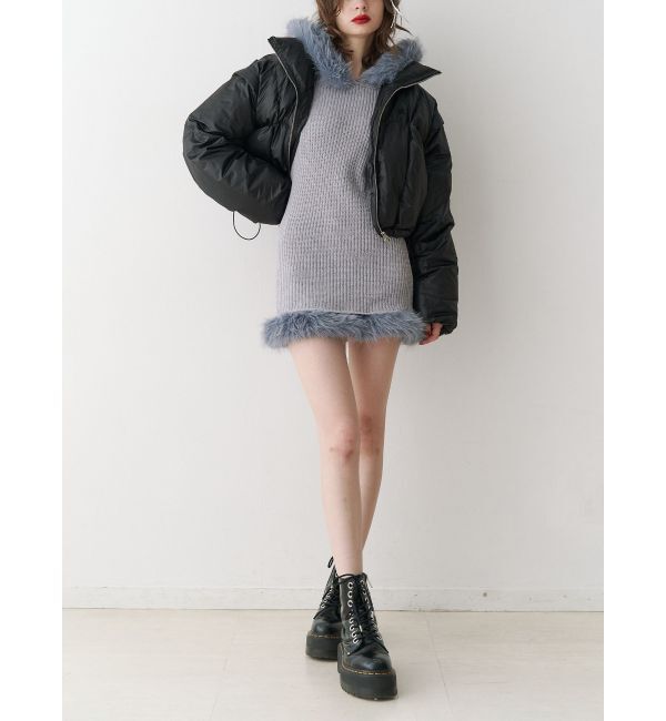 jouetie「ポイントファーモールニットワンピース」|ワンピース|