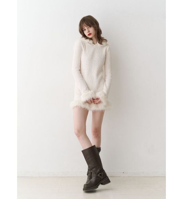 jouetie「ポイントファーモールニットワンピース」|ワンピース|