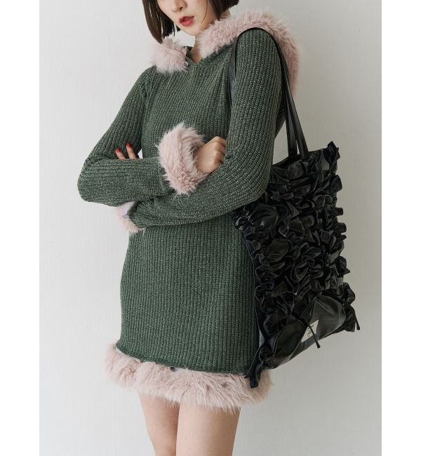 jouetie「ポイントファーモールニットワンピース」|ワンピース|