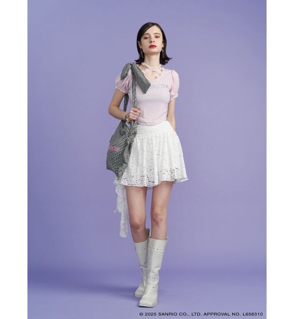 jouetie「【メロクロコラボ】My Melodyフリルチョーカーリボントップス」|Tシャツ・カットソー|