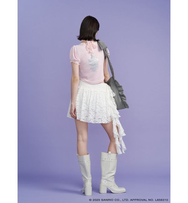 jouetie「【メロクロコラボ】My Melodyフリルチョーカーリボントップス」|Tシャツ・カットソー|