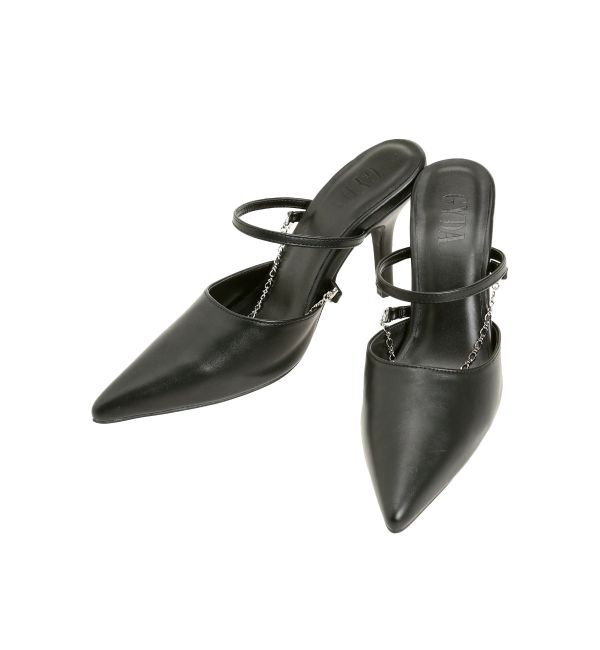 GYDA「GDビジューMOLDチェーンストラップポインテッドミュール」|パンプス|