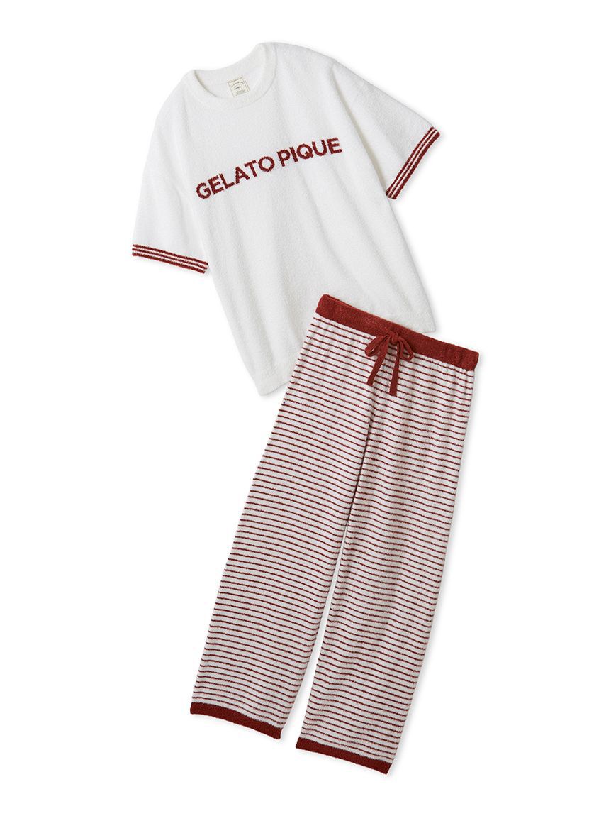gelato pique「スムーズィーロゴジャガードプルオーバー&ロングパンツセット」|ルームウェア|RED