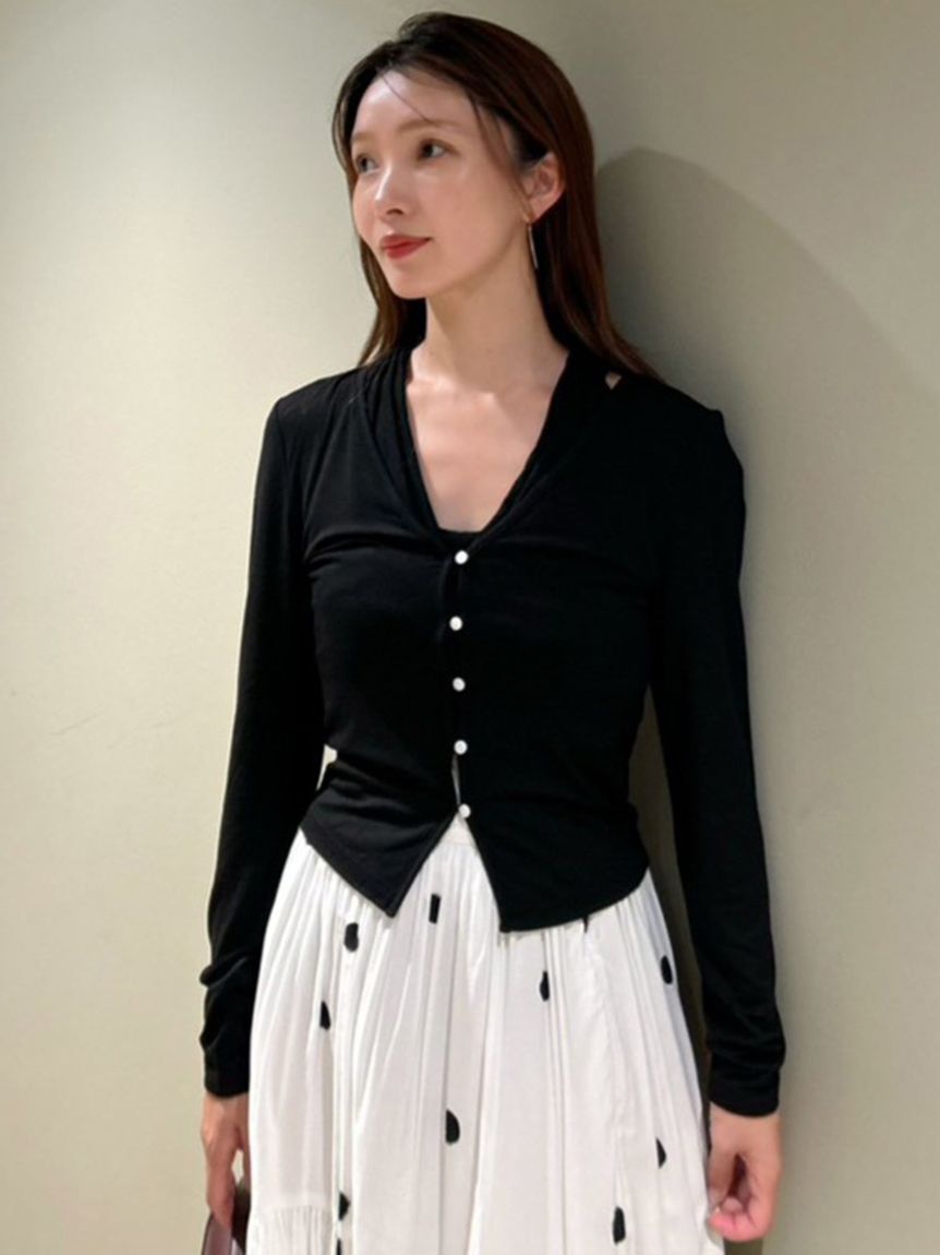 SNIDEL「カットカーディガン」|カーディガン|BLK