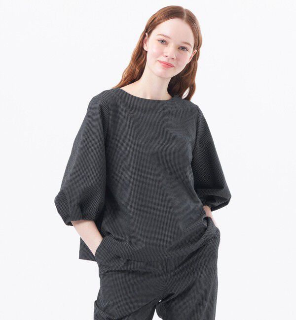 MACKINTOSH PHILOSOPHY「サッカーパフスリーブブラウス」|シャツ・ブラウス|グレー系ギンガム