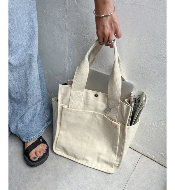 ikka「キャンバスパイピングビッグトートバッグ」|その他|オフホワイト