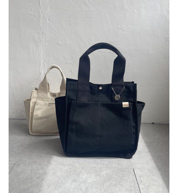 ikka「キャンバスパイピングビッグトートバッグ」|その他|ブラック