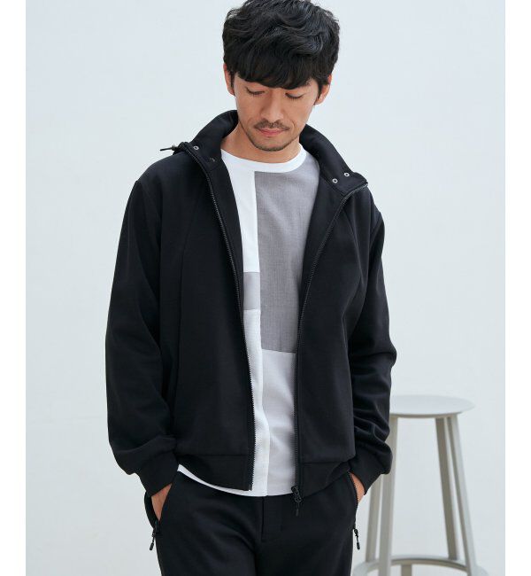 ikka「テックストレッチ2WAYジップパーカ」|カーディガン|ブラック