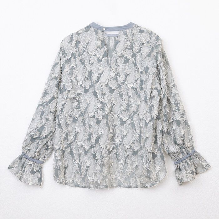 BACKYARD FAMILY「MIND カットジャガードブラウス 通販 ブラウス 長袖 レディース キャンディスリーブ」|シャツ・ブラウス|